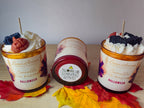 Bougie parfumée artisanale en verre ambré à la cire de coco – parfum muscade et cannelle, mèche en coton, édition classique ou Halloween décorée