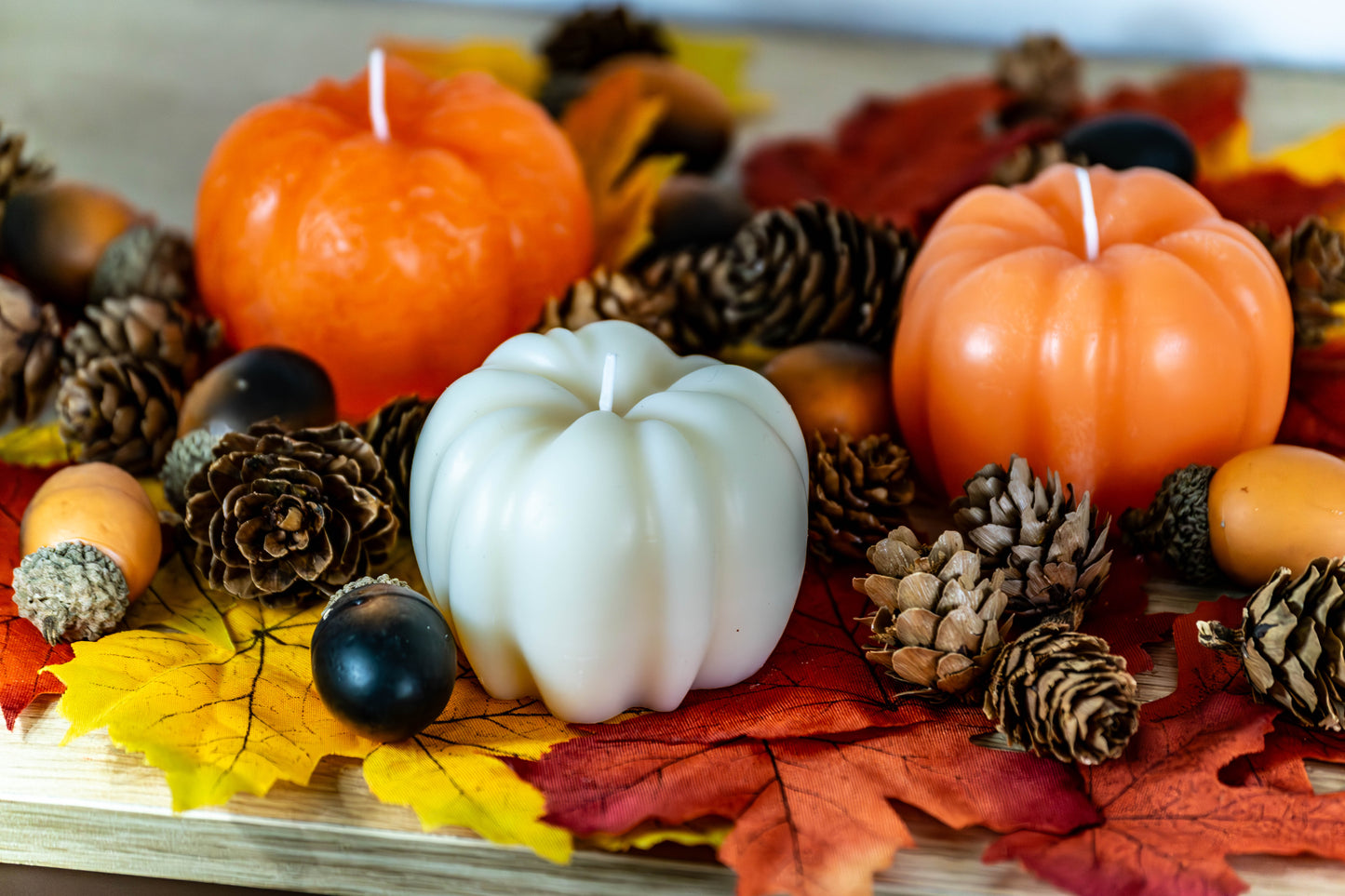 Bougie décorative citrouille en cire de coco, idéale automne et Halloween