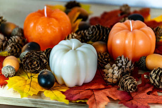 Bougie décorative citrouille en cire de coco, idéale automne et Halloween