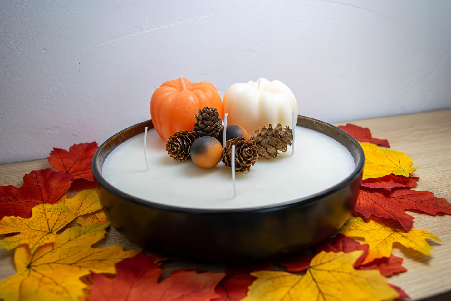 Bougie décorative citrouille en cire de coco, idéale automne et Halloween